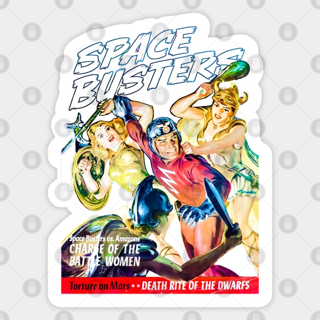 Battle Women Space Mars  Retro Busters Cover 1952 Vintage Comic Sticker by REVISTANGO